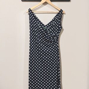 Ralph Lauren ~ Navy, polka dot dress, size Medium